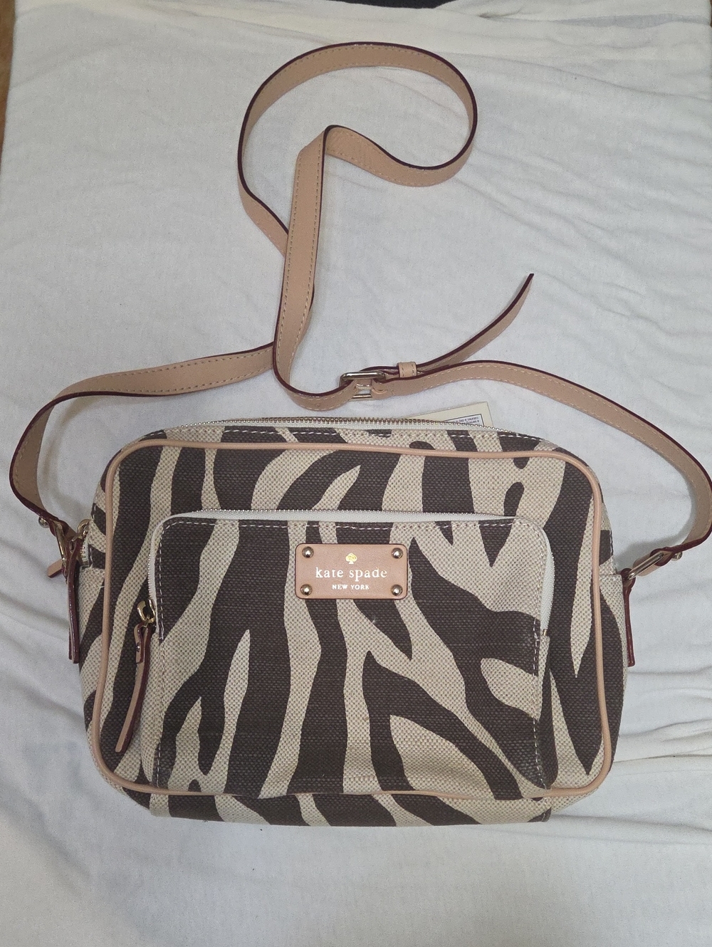 kate spade Beige and Brown Zebra-Print Crossbody
